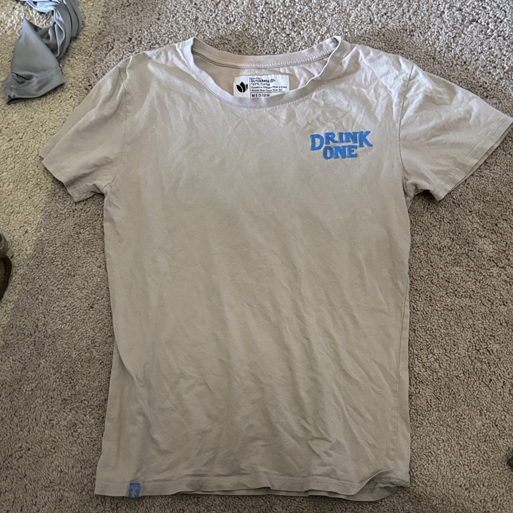 Dutch Bros Light Tan T-Shirt with Blue Logo